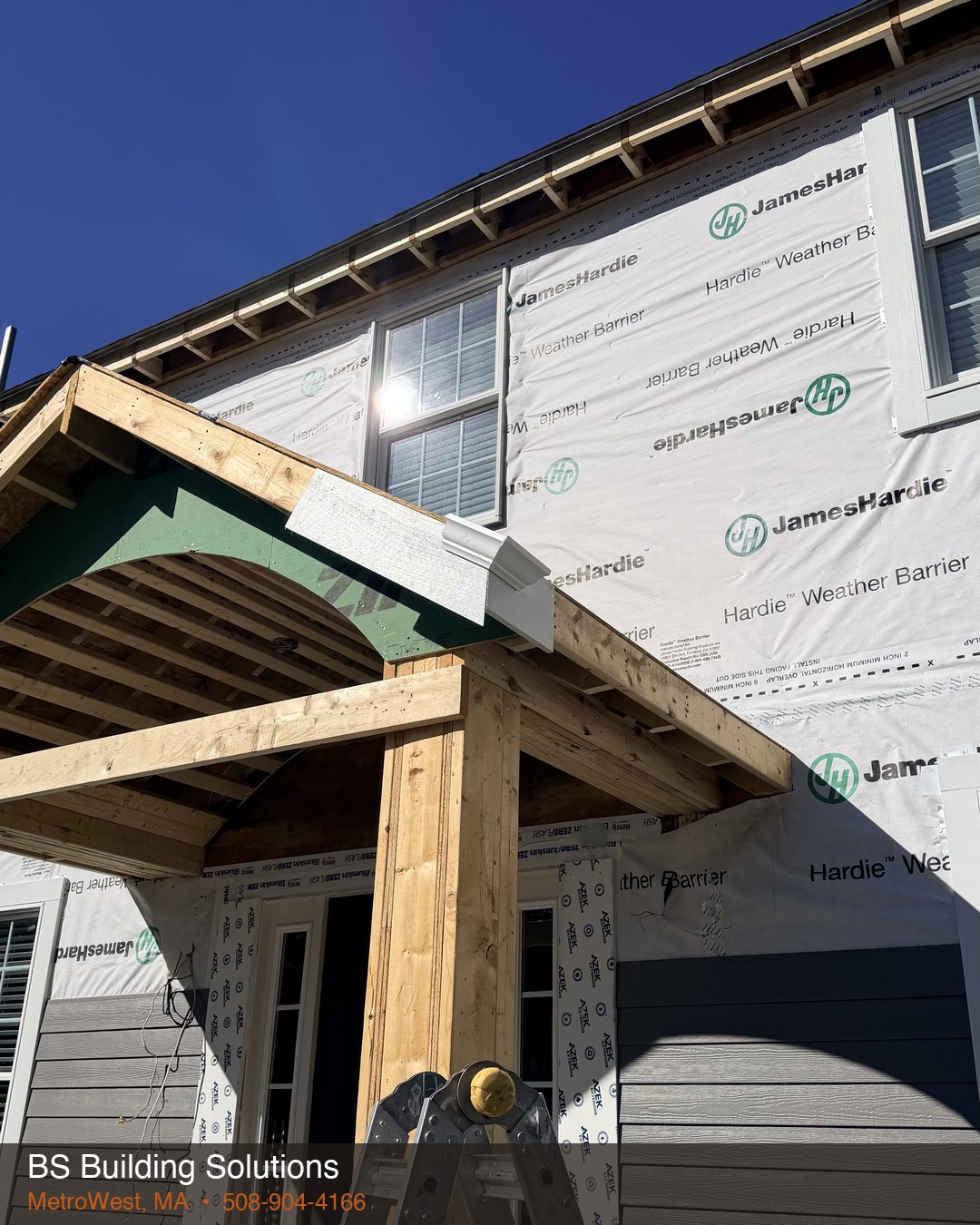 Before: porch framing under construction — Paxton, MA
